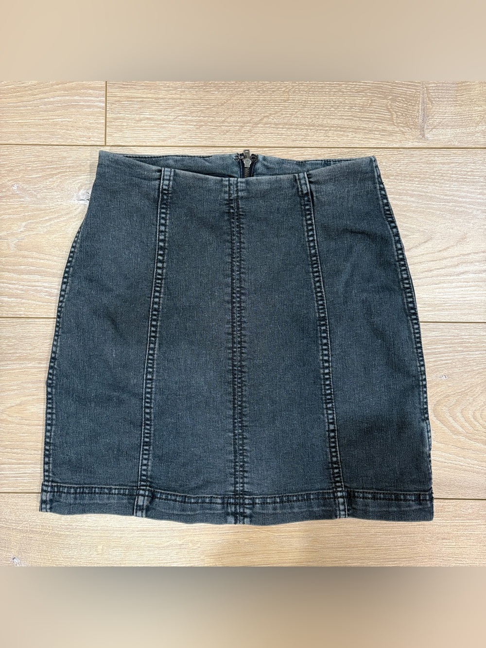 Free People Modern Femme Denim Mini Skirt Washed Black Size 0